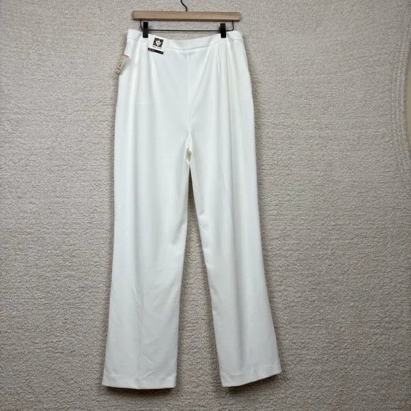 Anne Klein Pants Womens 10 Ivory High Rise Wide Leg Professional Office Career - Picture 5 of 13
